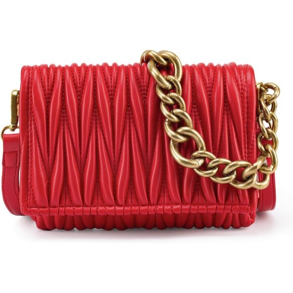 Women's Red Trendy West Quilted Crossbody Bags Top Handle - Picture 1 of 6